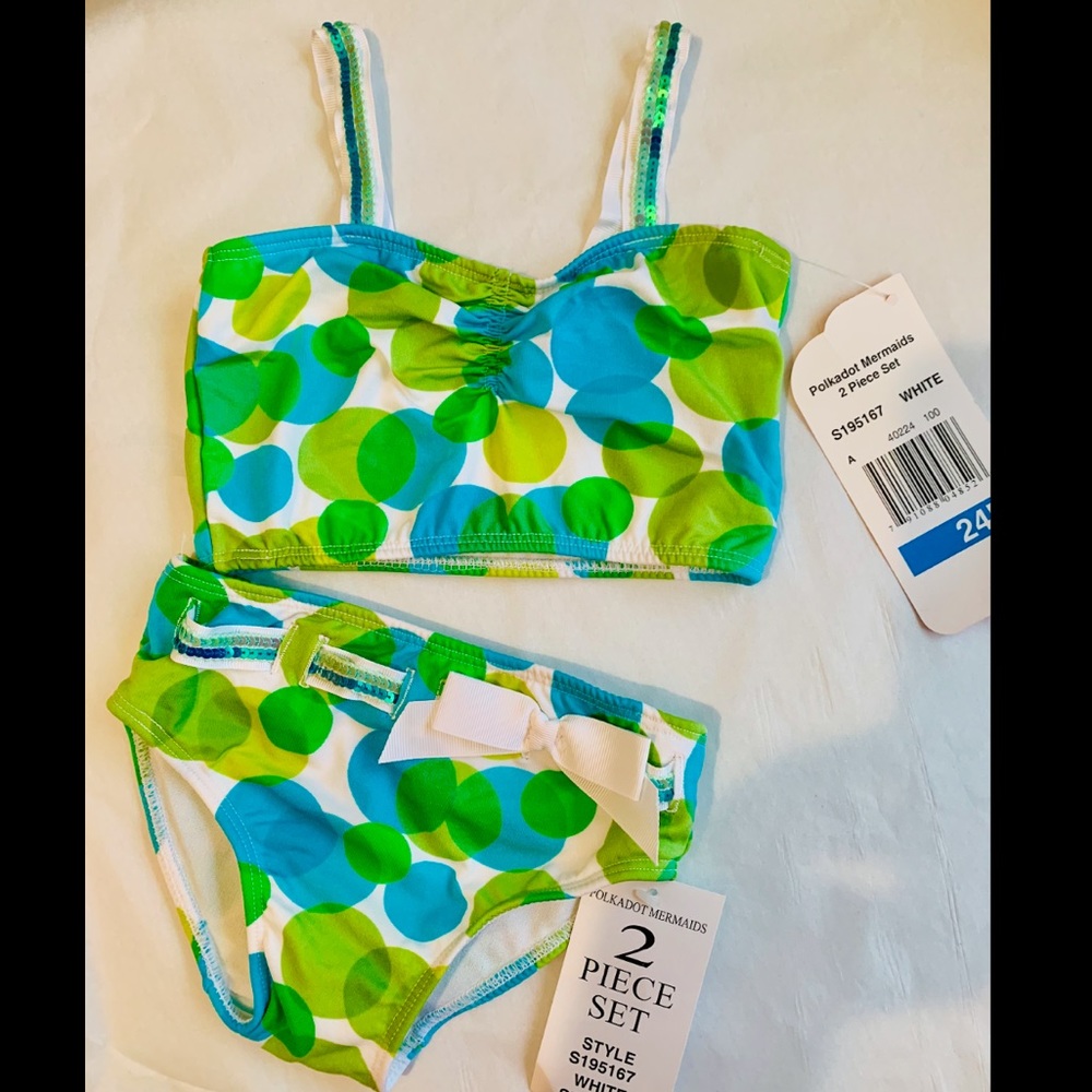 Girl’s Polka Dot Mermaids 2 Piece Swim Suit